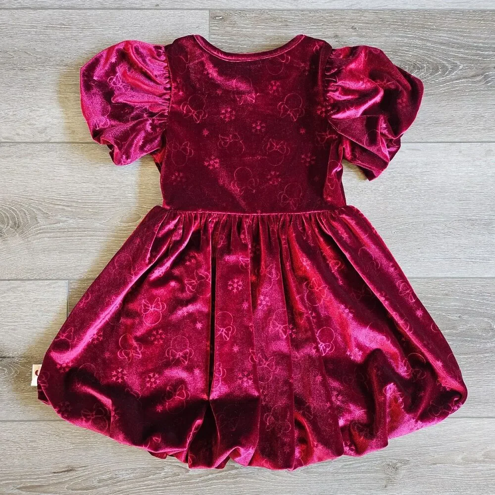 Disney Junior Minnie Mouse 3T Velvet embossed Bubble dress Super SOFT NWT $54